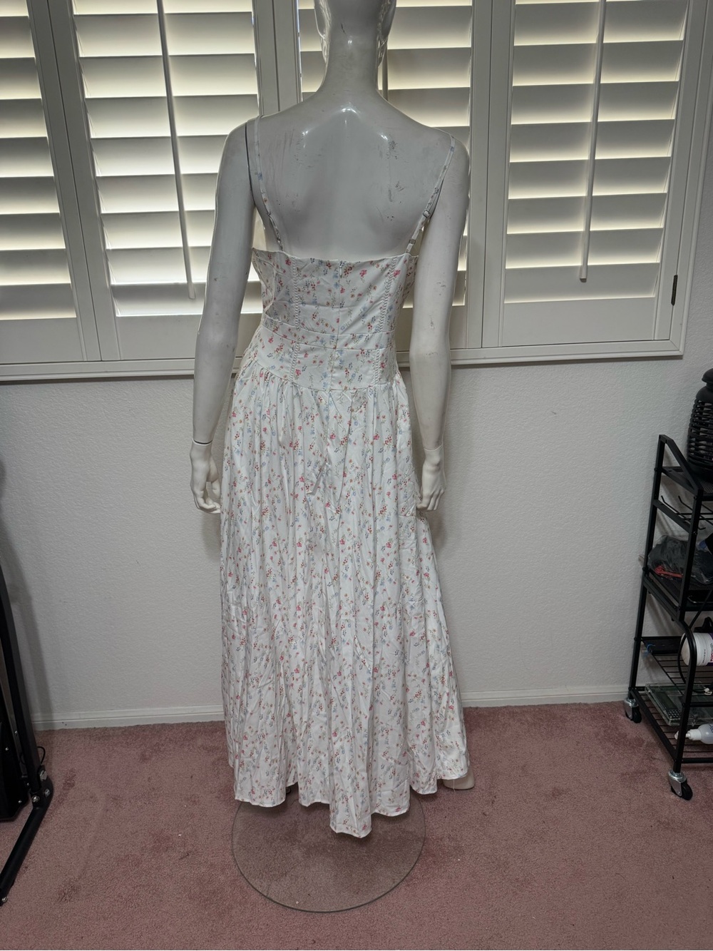 New Small long white floral peasant boho cottage core Prairie dress boho flowers